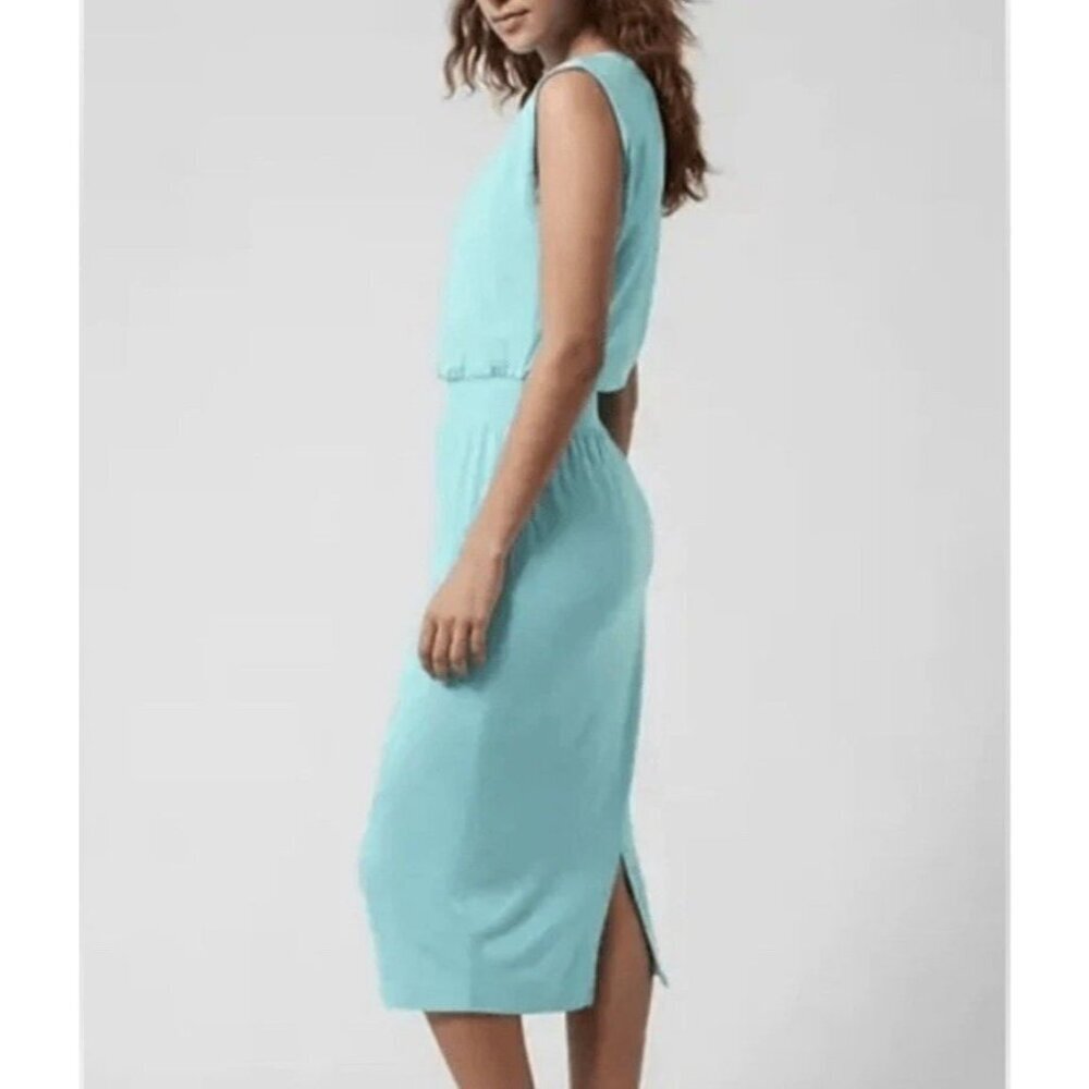 Athleta Santorini Maxi Dress Women's Size Small Gulf Green Lightweight Stretch